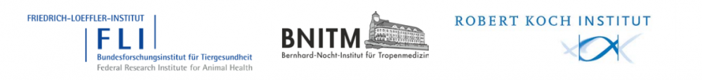 Logos des Friedrich-Loeffler-Instituts, des Bernhard-Nocht-Instituts für Tropenmedizin und des Robert Koch-Instituts