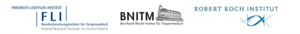 Logos des Friedrich-Loeffler-Instituts, des Bernhard-Nocht-Instituts für Tropenmedizin und des Robert Koch-Instituts 