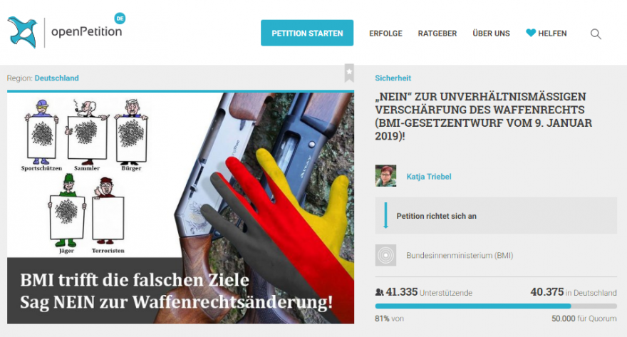 Online-Petition gegen den Gesetzentwurf des BMI vom 9. Januar 2019