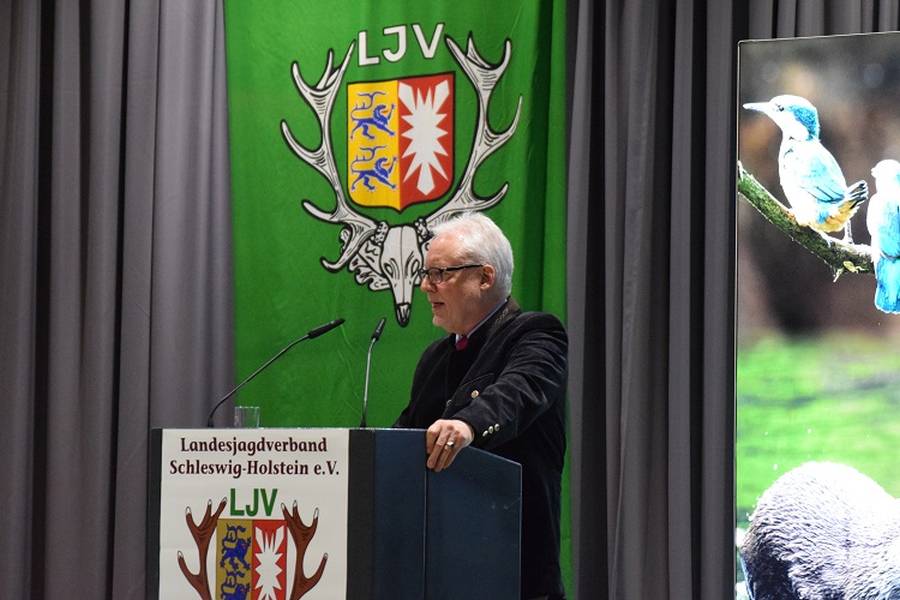 LJV-Präsident Wolfgang Heins wurde einstimmig für eine weitere Amtszeit wiedergewählt. (Foto: Rene Hartwig / LJV S-H)