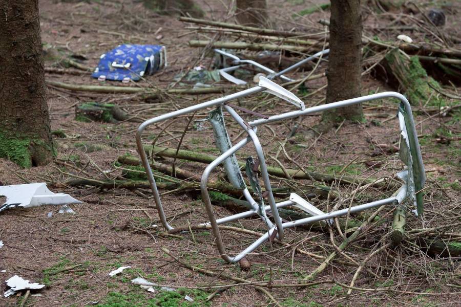 Müll und Camping-Abfälle in einem Waldstück (Symbolbild: stux)