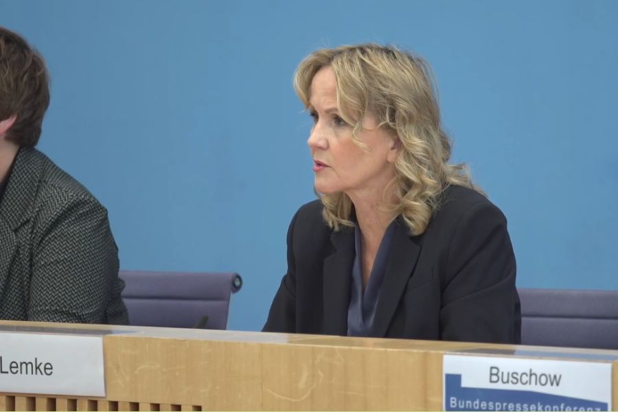 Bundespressekonferenz mit Umweltministerin Lemke zum Thema Wolf vom 12. Oktober 2023 in Berlin. (Quelle: Screenshot)