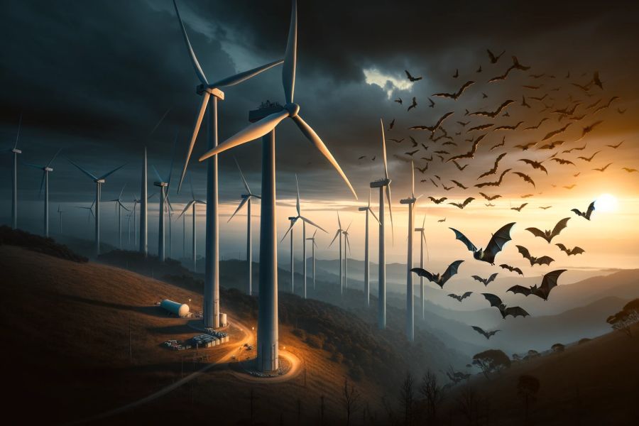 Eine neue Studie belegt, dass Waldfledermäuse schnelldrehende Windenergieanlagen weiträumig meiden. (Symbolbild: mlz)
